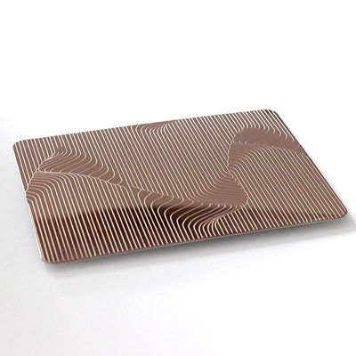 Rose Gold Mirror Etched Stainless Steel Sheet  With Laser PVC Film