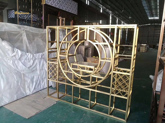 좋은 가격 장식 금 거울 스테인리스 스틸 룸 디바이더 커스터마이징 크기 온라인으로