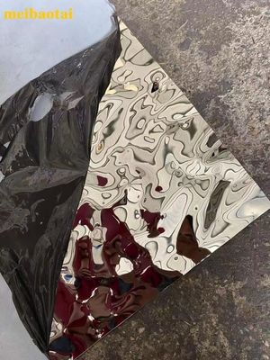 좋은 가격 샴페인 금 파란색 거울 물 물결 스테인리스 강철 엽 장식 벽 사무실 천장 온라인으로