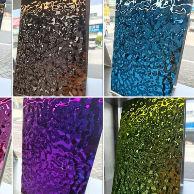 304 스테인리스 스틸 0.65mm 두께 실버 미러 마감 물결 무늬 스탬핑 PVD 코팅 스테인리스 스틸 시트