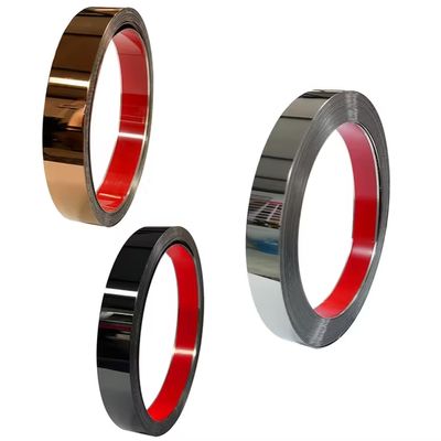 좋은 가격 골드 로즈 골드 미러 메탈 스테인리스 스틸 접착 롤 플랫 테이프 온라인으로