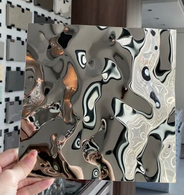 ミラーウォーターリップルステンレス鋼板：3Dハンマー加工ウォールパネル