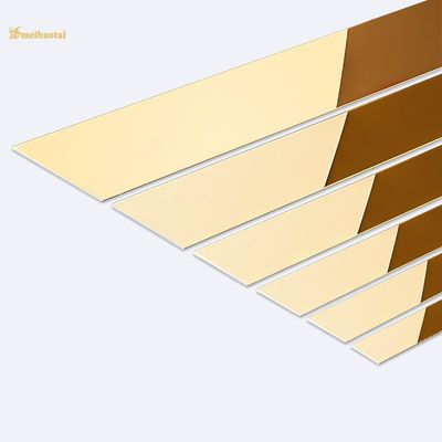 0.55mm 두께 SS304 미러 스테인리스 스틸 타일 트림, 골드 PVD 코팅, 벽 및 바닥 마감용