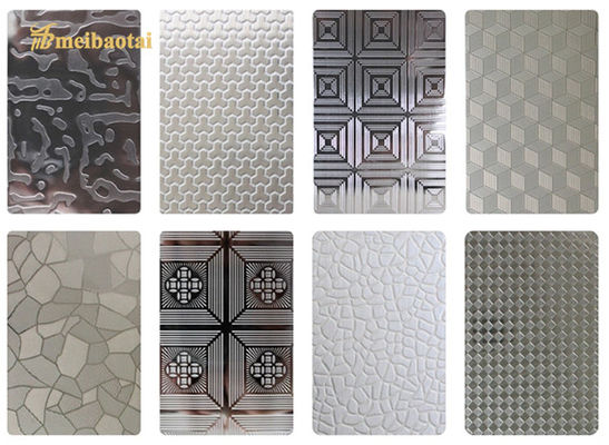 좋은 가격 SS304 201 4*8FT는 에칭된 스테인레스 강판 외장 플레이트를 엠보싱 처리했습니다 온라인으로